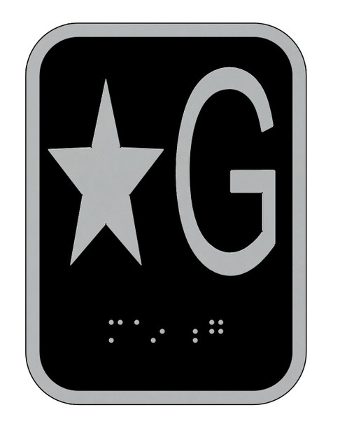 Elevator floor number Star G sign- Elevator Jamb Plate Star G