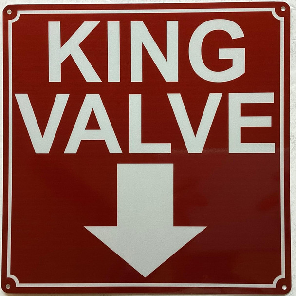 KING VALVE ARROW DOWN SIGN
