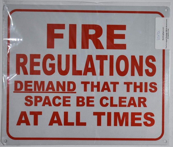 FIRE Regulation Demand That This Space BE Clear at All Times Sign FIRE Regulation Demand That This Space BE Clear at All Times Sign