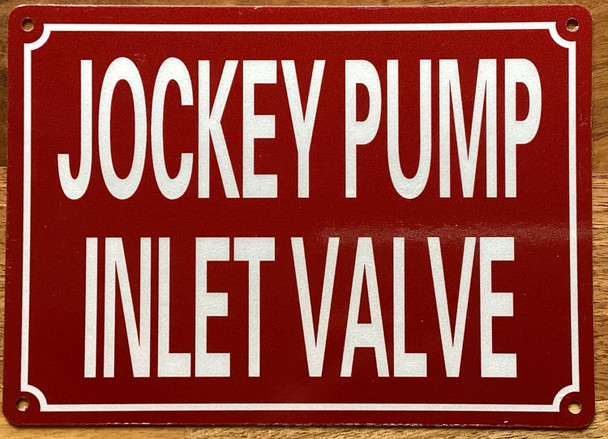JOCKEY PUMP INLET VALVE SIGN