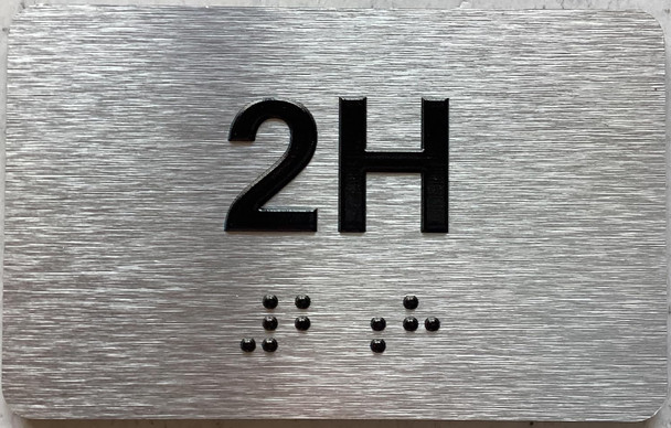 APT NUMBER 2H SIGN-UNIT NUMBER SIGN WITH RAISED LETTERS
