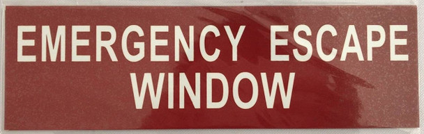 EMERGENCY ESCAPE WINDOW SIGN - RED ALUMINIUM HEAVY DUTY