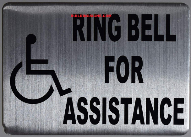 ADA Ring Bell for Assistance with Symbol Sign- ADA Ring Bell for Assistance with Symbol Sign-