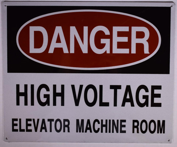 HIGH Voltage Elevator Machine Room Sign HIGH Voltage Elevator Machine Room Sign