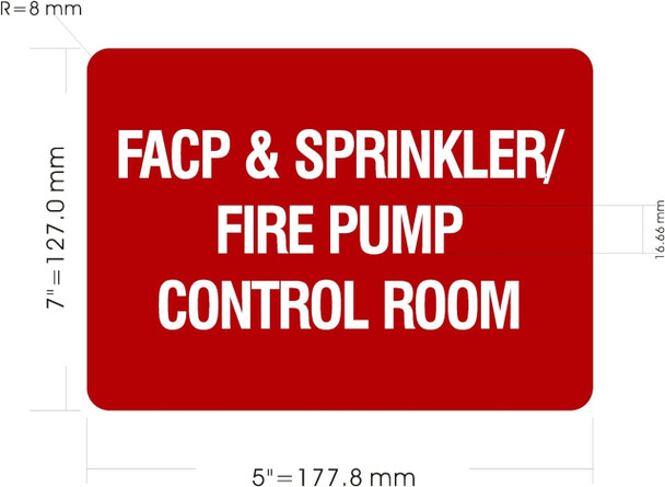 FACP AND SPRINKLER FIRE PUMP CONTROL ROOM Decal/STICKER FACP AND SPRINKLER FIRE PUMP CONTROL ROOM Decal/STICKER
