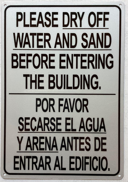 Please dry off water and sand before entering the building Please dry off water and sand before entering the building