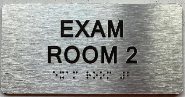EXAM ROOM signS with Raised letters/Image & Grade 2 Braille - Includes Red Adhesive pad for Easy Installation