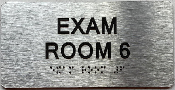 EXAM ROOM signS with Raised letters/Image & Grade 2 Braille - Includes Red Adhesive pad for Easy Installation