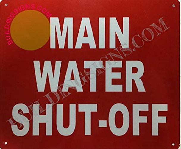 Main Water Shut-Off Sign Main Water Shut-Off Sign
