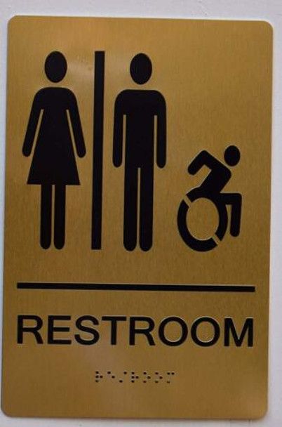 ADA UNISEX ACCESSIBLE RESTROOM GOLD SIGN