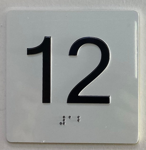BRAILLE ELEVATOR FLOOR 12 /JAMB PLATE FLOOR 12 SIGN BRAILLE ELEVATOR FLOOR 12 /JAMB PLATE FLOOR 12 SIGN