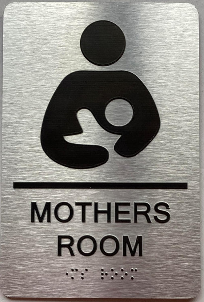 MOTHERS ROOM  with Raised letters/Image & Grade 2 Braille - Includes Red Adhesive pad for Easy Installation