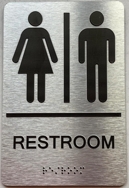 ADA RESTROOM/UNISEX COMPLIANT WITH RAISED LETTERS SIGN