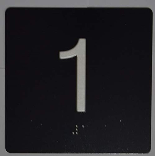 1st Floor Elevator Jamb Plate - with Braille and Raised Number-Elevator Floor Number -