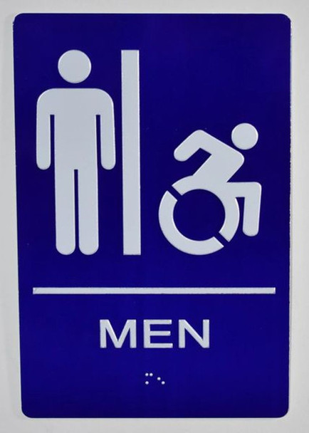 CA Men Restroom accessible Braille with Raised Tactile Graphics and Letters