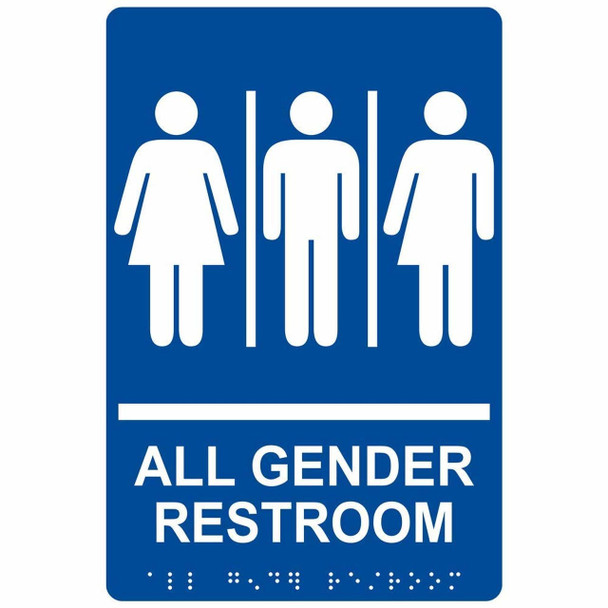 All Gender Restroom-Tactile with Braille and Raised Letters