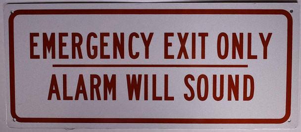 Emergency EXIT ONLY Alarm Will Sound Sign Emergency EXIT ONLY Alarm Will Sound Sign