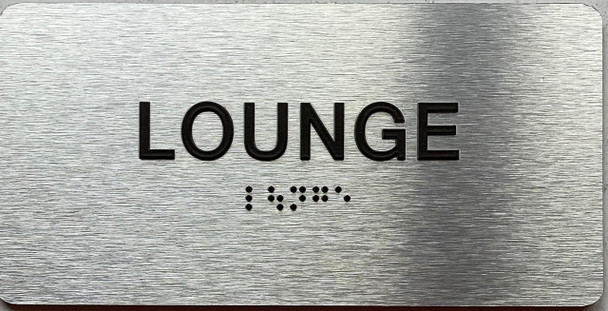 LOUNGE  with Raised letters/Image & Grade 2 Braille - Includes Red Adhesive pad for Easy Installation
