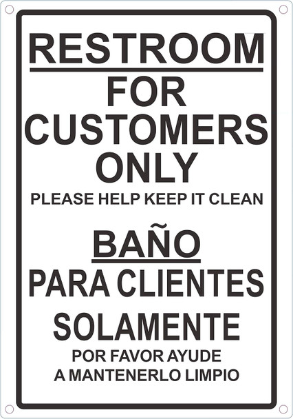 Restroom for CUSTOMERS ONLY English/Spanish Sign Restroom for CUSTOMERS ONLY English/Spanish Sign