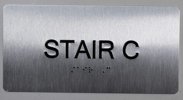 Stair C Sign-Tactile Signs  Silver-Tactile Touch Braille Sign-Tactile Signs