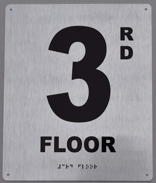 3rd Floor Sign-Tactile Signs - Floor Number Sign-Tactile Signs - Tactile Touch Braille Sign-Tactile Signs