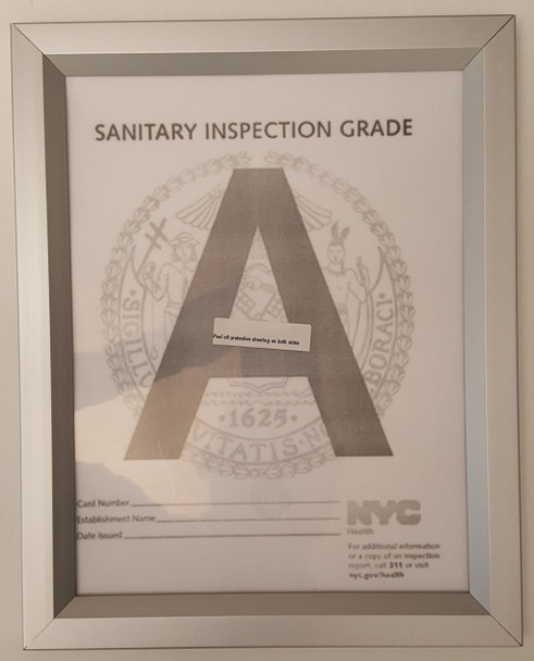 NYC Sanitary Inspection Grade Frame