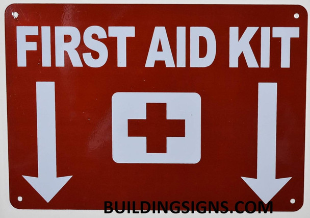 First Aid Kit Sign with Down Arrow Sign First Aid Kit Sign with Down Arrow Sign