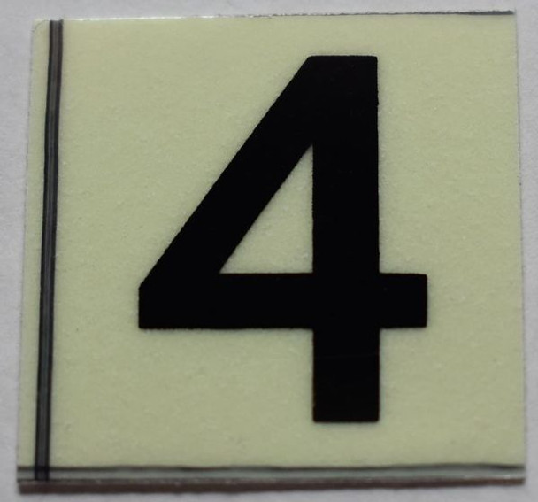 PHOTOLUMINESCENT DOOR NUMBER 4 SIGN PHOTOLUMINESCENT DOOR NUMBER 4 SIGN