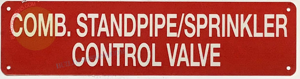 COMB. STANDPIPE/SPRINKLER CONTROL VALVE Sign COMB. STANDPIPE/SPRINKLER CONTROL VALVE Sign