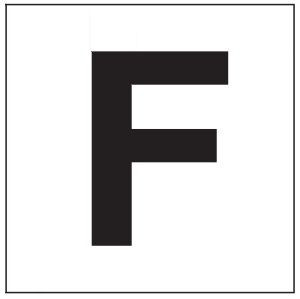 PHOTOLUMINESCENT DOOR NUMBER F SIGN HEAVY DUTY / GLOW IN THE DARK "DOOR NUMBER" SIGN HEAVY DUTY