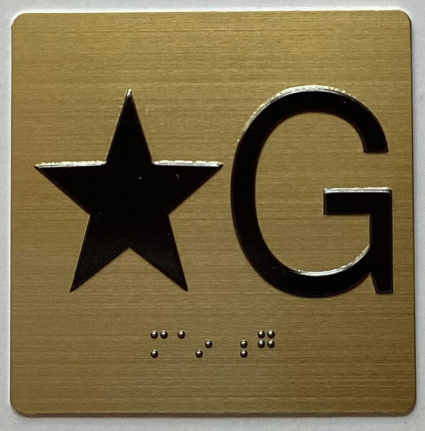 STAR G Elevator Jamb Plate sign With Braille and raised number-Elevator STAR GROUND floor number sign