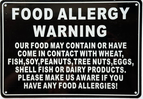 RESTURANT FOOD ALLERGY WARNING RESTURANT FOOD ALLERGY WARNING