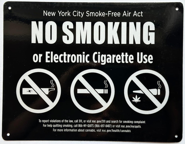 NYC NO SMOKING OR ELECTRONIC CIGARETTES SIGN FOR RESTURANTS