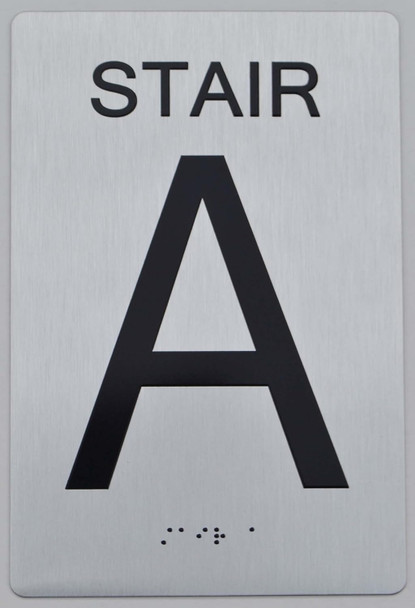 FLOOR NUMBER SIGN Tactile Graphics Grade 2 Braille Text with raised letters aluminum, Safety Sign for Office, school Hospital, brush SILVER