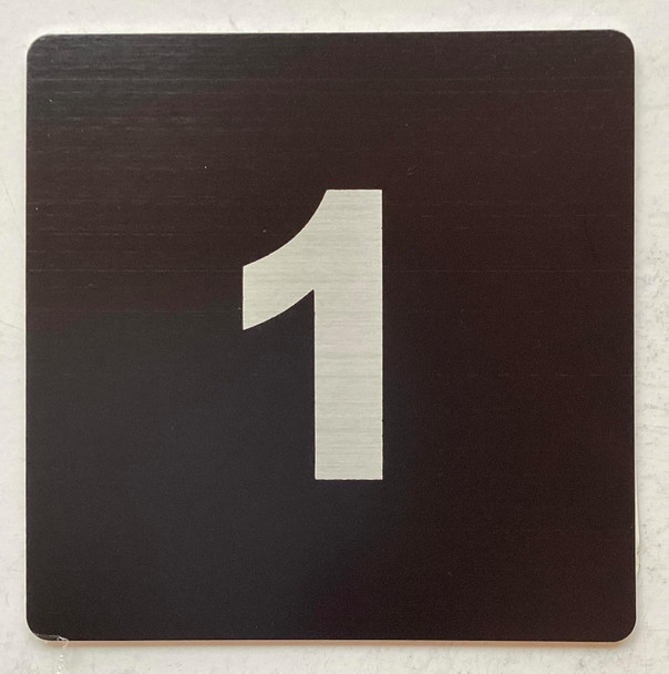 Apartment number sign 4x4 inch, Black, with double sided tape-Broadway Line