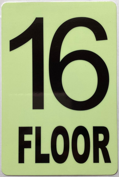 GLOW IN DARK FLOOR NUMBER SIGN- THE GLOWMARK LINE (16TH FLOOR)
