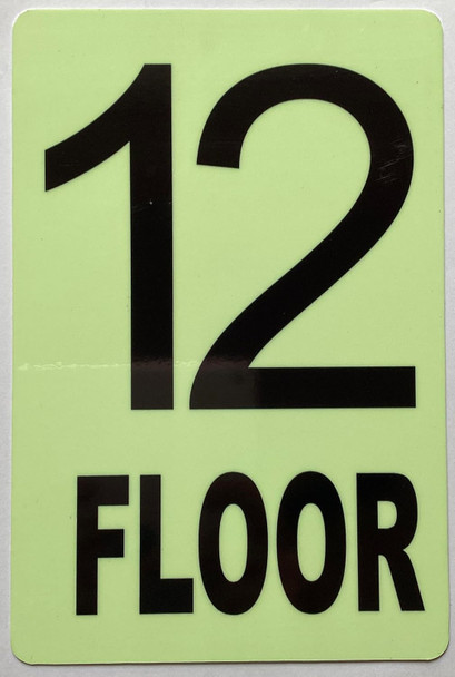 GLOW IN DARK FLOOR NUMBER SIGN- THE GLOWMARK LINE (12TH FLOOR)