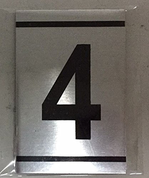 NUMBER SIGN -4 -BRUSHED ALUMINUM