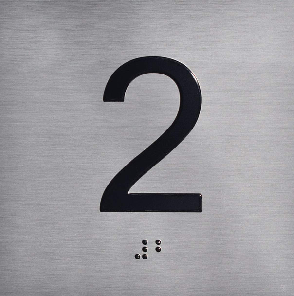 2ND Floor Elevator Jamb Plate Sign- with Braille and Raised Number-Elevator Floor Number Sign- 2ND Floor Elevator Jamb Plate Sign- with Braille and Raised Number-Elevator Floor Number Sign-