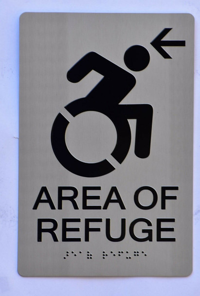 Area of Refuge Sign-Tactile Signs  Left Arrow