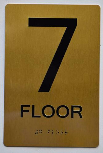 Floor 7 Sign-Tactile Signs - 7th Floor Sign-Tactile Signs - Gold