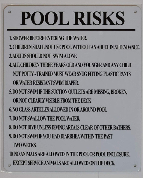 Pool Risks Sign Pool Risks Sign