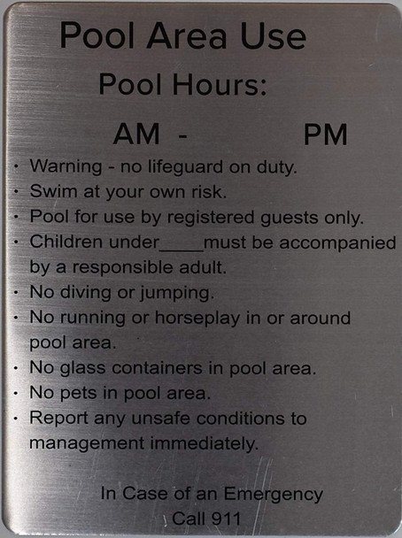 Pool Area use- Pool Hours Pool Area use- Pool Hours