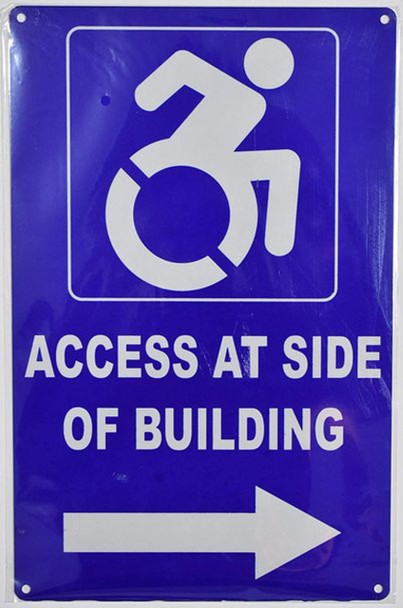 Access at Side of Building Right Arrow Signs