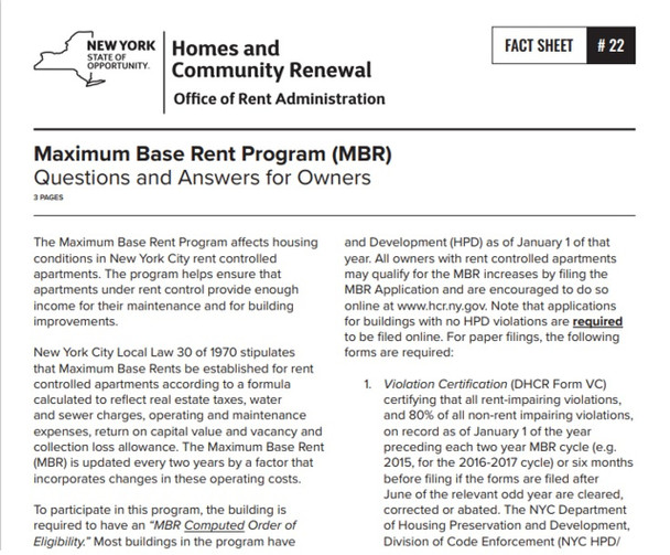 Fact Sheet #22: Maximum Base Rent Program Fact Sheet #22: Maximum Base Rent Program