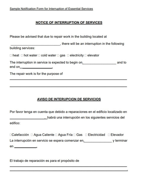 Notice of Interruption of Services Notice of Interruption of Services