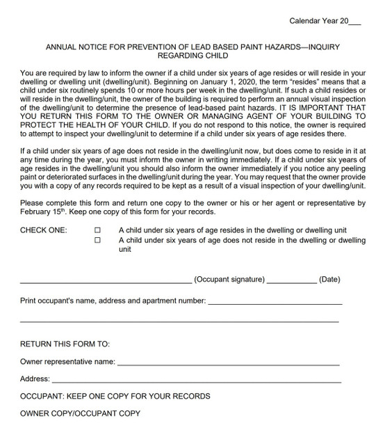 LEAD BASE ANNUAL NOTICE GENDERAL YEARS Notice