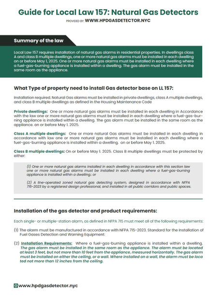 HPD gas detector  requirments per LL157