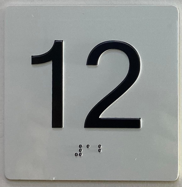 Elevator floor 12 Sign/jamb plate floor 12 sign letters/Image & Grade 2 Braille - Includes Red Adhesive pad for Easy Installation Elevator floor 12 Sign/jamb plate floor 12 sign letters/Image & Grade 2 Braille - Includes Red Adhesive pad for Easy Installation