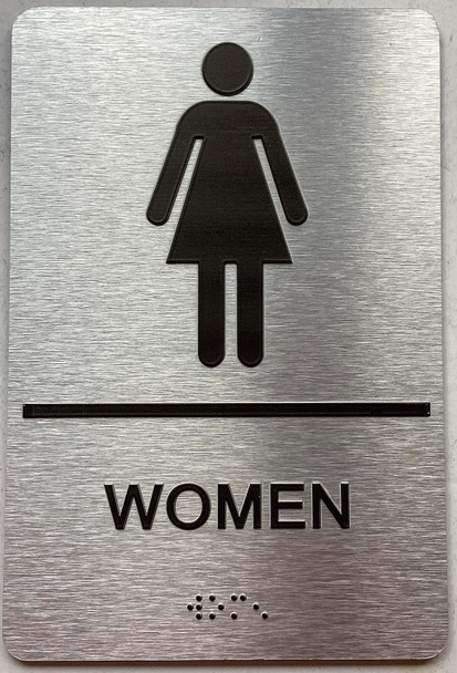 Men/Women Restroom sign with Raised letters/Image & Grade 2 Braille - Includes Red Adhesive pad for Easy Installation Men/Women Restroom sign with Raised letters/Image & Grade 2 Braille - Includes Red Adhesive pad for Easy Installation
